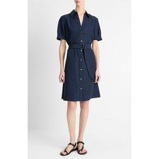 빈스 여성 벨트 포인트 텐셀 부드러운 카라 셔츠원피스 코스탈 (관부가세포함가)