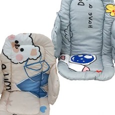 유아 식탁의자 쿠션 방석 아기 하이체어 시트 패드 윙형 목 보호 면 소재 세탁, 상세페이지 참조