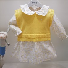 아가방 40% 봄 베이비페어! 봄이네 봄 조끼 세트 여아 옐로우 원피스 조끼가 세트라 실용만점 데일리도 파티도 Ok 유아 외출복 가벼운 면 소재로 편안함까지 유아 원피스