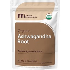 Micro Ingredients 유기농 아쉬와간다 뿌리 파우더 0.9kg(2파운드) | 453회 분량 | 순수 위파니아 솜니페라 뿌리 | 고대 아유르베다 허브