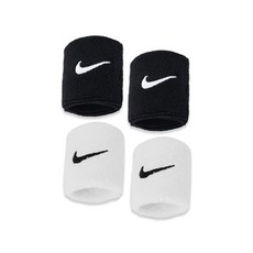 나이키 스우시 클래식 손목밴드, 블랙+화이트, 4개