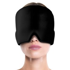 Migraine Relief Hat편두통 완화 모자 편안하고 늘어지는 아이스팩 아이마스크 부은 눈 텐션 부비동 스트레스 완화 적용, 블랙, 1개