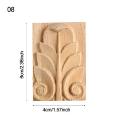 가구 캐비닛용 빈티지 꽃 절묘한 조각 천연 나무 아플리케 도색되지 않은 몰딩 데칼 공예 장식, 03 8