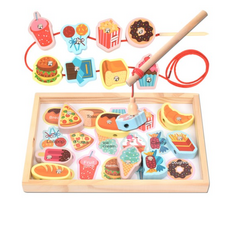 목제 블럭 실꿰기 자석 낚시놀이 교구, 디저트 교구, 5개