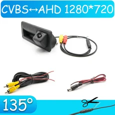CCD HD 어안 후방 카메라 폭스바겐 골프 플러스용 페이스 라이프 자동차 트렁크 핸들 역방향 주차 모니터 2, 03 C135 AHD 720P
