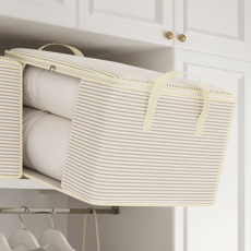 모아봐 1+1 대용량 의류 및 침구 수납 가방 투명 창 정리 가방, 2개, 베이지색