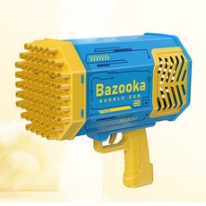 全自動加特林泡泡槍 69孔升級燈光版 電動泡泡機 派對用品, 69孔泡泡槍黃藍色, 1個