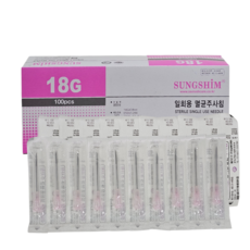 성심 일회용주사바늘 18Gx38mm 100개입, 1박스