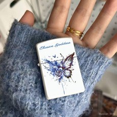 OZHK 玫瑰蝴蝶鐵質妖豔蝴蝶煤油打火機 砂輪點火明火打火機 ins女孩子, 藍黑翅玫瑰,雙面火機+133ml煤油, 1個