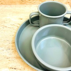 琺瑯杯盤組 琺瑯盤 兒童餐具組 兒童碗 兒童 學習杯 兒童餐碗 學習水杯 campingflying 想露飛飛, 綠色, 1個