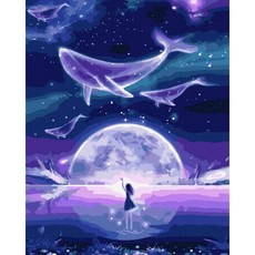 더영흥 보석십자수 ( 캔버스형 ) 30 x 40 cm DIY 풍수 해바라기 사과, 소녀와고래, 1개
