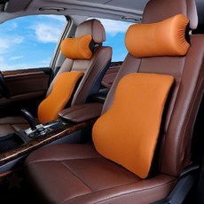 운전석 등받이 지지 쿠션 메모리폼 소재 허리 받침 장시간 운전 편안함 용품, 1개, 093MS인조이-허리쿠션-오렌지(낱개)