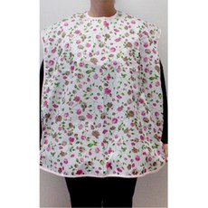 주간보호센터 어르신 앞치마 식사용 방수 성인턱받이 (흰색꽃무늬) 요양원 식사턱받이, 1개