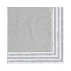 카스파리 오찬 냅킨 스트라이프 테두리 실버 20팩 Entertaining with Caspari Luncheon Napkin Stripe Border Silver 20-Pa, 1, 1개, 은
