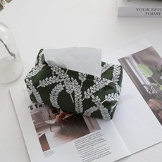 日式森系布藝繡花棉麻紙巾套 綠色餐廳裝飾品, 麥穗