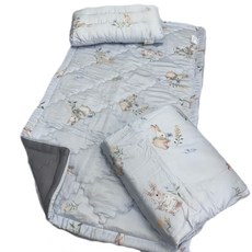 可愛兔子圖案嬰兒床墊套裝，柔軟透氣材質，多尺寸可選，寶寶舒適睡眠必備, 藍兔