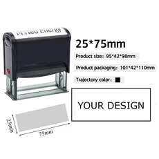 직사각형 패턴 맞춤형 셀프 잉크 스탬프 개인 주소 텍스트 로고 디자인 프레스형 DIY 명함용, 08 25x75mm Black