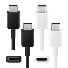 1+1삼성 초고속충전 정품 C타입- C타입 케이블 25W 최대 PD 60W 충전지원 갤럭시 스마트폰 데이터 통신 케이블 1미터 1.8 미터, 2개, 혼합, 1m