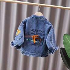 여아 데님 자켓 귀여운 캐릭터 봄 가을 트렌디 아우터 키즈 청자켓 아동 점퍼 데님점퍼 어린이 봄점퍼, 100, V. 등판 FN  글자