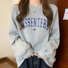 남녀공용 프린팅 긴팔 티셔츠 오버핏 라운드넥 데일리 캐주얼 커플티 기본 상의