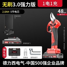 德力西電動剪刀 果樹修枝剪 鋰電強力刀 樹枝修剪充電式 修枝剪 樹粗枝 電高枝剪 無刷高枝剪 電動剪枝機, 1個, 21V无刷2.0Ah强力版1电无刀片