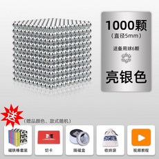 블럭 1000개 마그넷 5mm 자석 조립 큐브 블록 원형, 핫셀링 추천 1000실버 코인 무료 코인 6개  선물