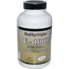 Healthy Origins 混合維生素E 1000 IU軟膠囊, 120顆, 1罐