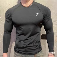 鯊魚 健身運動速乾彈力長袖緊身衣 - 透氣吸汗訓練T恤 (臺灣出貨)