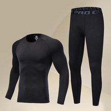 스키복 이너 남자 스키내복 아웃도어 보드 방풍 방한 남성, 1개, 블랙 2피스 세트 기본무기모