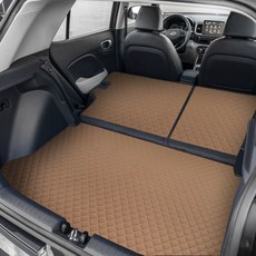 GMZ MOTORS 車宿菱格紋皮革後車廂墊 + 後排座椅套2件組, 馬鞍棕, 現代 Venue (2019年 ~ 2022年)