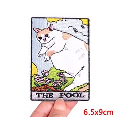타로 카드 패치 리더/고양이/달/커피 자수 아플리케 DIY 아이언 의류 용 열 접착, PE9418CT