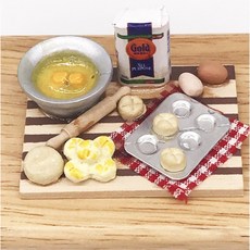 隨草憶境 迷你烘培點心全套組，打蛋雞蛋製作西點麵包餅乾麵粉烤盤微縮模型食玩模型微縮場景, 1個, 一套入（如圖1）