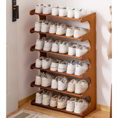 쿠리브 현관 신발장 다용도 신발장정리대 천연 소재 수납선반, 3단, 월넛 50cm