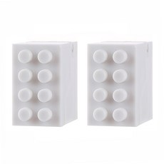 컬러 블럭모양 벽부착 칫솔꽂이 2P HG540, 화이트