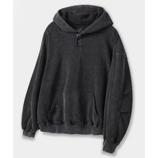 [디미트리블랙] 와플 헨리넥 후드 티셔츠_피그먼트 차콜