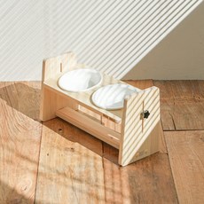 우드팟 강아지밥그릇 고양이물그릇 애견 식기 높이조절 2구 식기단품(그릇 제외), 1개, 아이보리