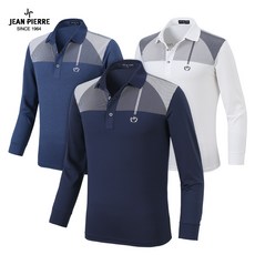 쟌피엘 백화점용 봄/가을 남자 고급 스판 소프트 골프티 골프웨어 카라티 카라넥 긴팔 티셔츠