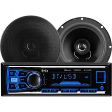 보스 오디오 시스템 638BCK 카 스테레오 패키지 싱글 딘 블루투스 CD DVD AM 라디오 수신기 USB 16.5cm 2웨이 레인지 스피커, 611UAB + 2 Speaker Package
