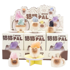 貓貓PAL水晶盲盒擺件，可愛貓咪造型療癒系居家裝飾，辦公室桌面療癒小物, 貓貓水晶盲盒1個