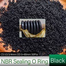 고무링 실리콘 고무오링 패킹 검정색 NBR O-링 가스켓 CS 1/2/3/4mm OD 580mm 니트릴 부타디엔 고무 고온 방지 O 링 씰링 50개, [00] 50피스, [00] OD 78mm, [02] CS 4mm