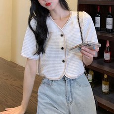 여성 크롭 트위드 스타일 자켓 가디건 하객룩 byd779Ot