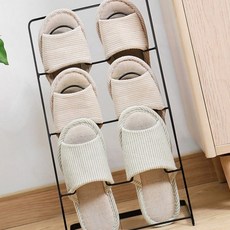 현관 수납 실내화거치대 철제 거실 다용도 슬리퍼정리대 신발, 1개, 1jsb 4단 블랙