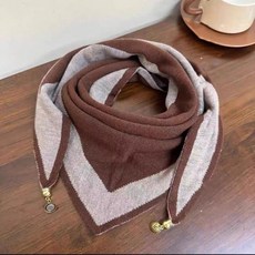 秋冬米蘭新款雙色針織三角圍巾：保暖圍脖太陽護頸升級吸扣雙面設計