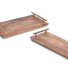 청년리빙 홈카페 손잡이 우드 트레이 2size, 중형