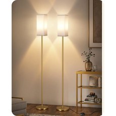 GOEBLESON 64 6 바닥 램프 발 스위치가 있는 폴 모던 스탠딩 그늘막 미니멀리스트 프리스탠딩 램프(벌브 미포함) 거실용 침실 사무실 ETL 목록 블랙 및 베이지 E07LD, 2Pa White Gold