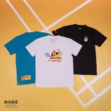VICTOR 高雄大師賽 x 胡子碰碰 聯名T-Shirt T-VKM2501 羽球服飾 羽球衣, 1個, T-VKM2501 F 藍,2XL, 藍