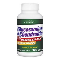 21ST CENTURY 葡萄糖胺和軟骨素錠含玻尿酸與MSM, 1個, 120 件
