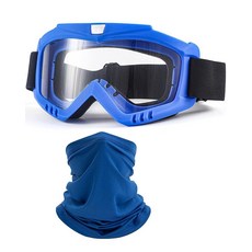 Immoono 더트 바이크 고글 페이스 마스크 포함 오토바이 ATV 모토크로스 스키 고글 레이싱 헬멧 오렌지 프레임 투명 렌즈, 블루