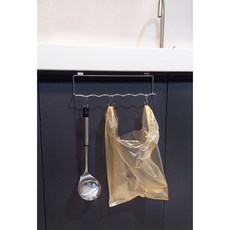 台灣製造 304不鏽鋼櫥櫃抹布架 免鑽孔門背掛架 可加購S掛鉤 不銹鋼置物架 廚房收納架 毛巾架, 1個, 門背式掛架+6支S鉤, 不鏽鋼