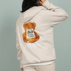 Auraq 中性款小熊圖案大尺碼連帽衛衣